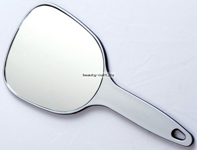 Зеркало MR-9M17 косметическое, пластик, серебристое, с ручкой 12 х 15 см