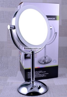 Зеркало ED19T51CH-SCL настольное 2-стороннее, 10-кр. увеличение, 19 см, с LED-подсветкой, 4 АА бат, USB-шнур