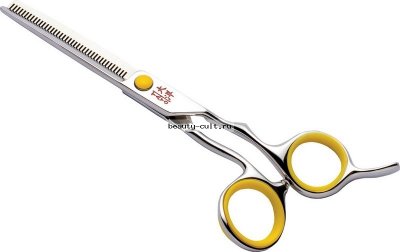 Ножницы TQ6355S парикмахерские Tayo DUET филировочные 5,5&quot; (40 зубцов), желтые